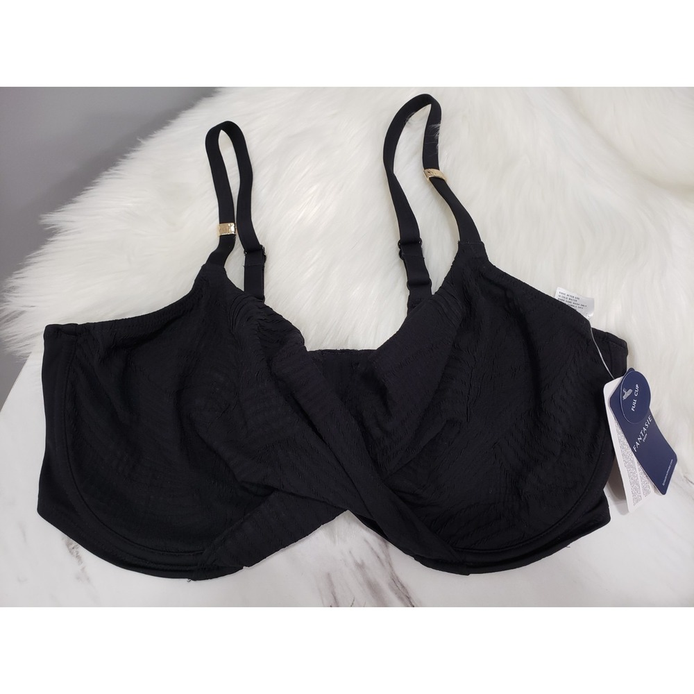 NEW 40H Fantasie Ottawa Bikini Top Black Underwire Wrap Full Cup Swim Summer